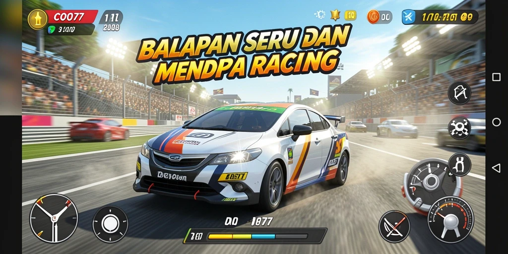 Tampilan gameplay seru dari COO77 dengan balapan intens.