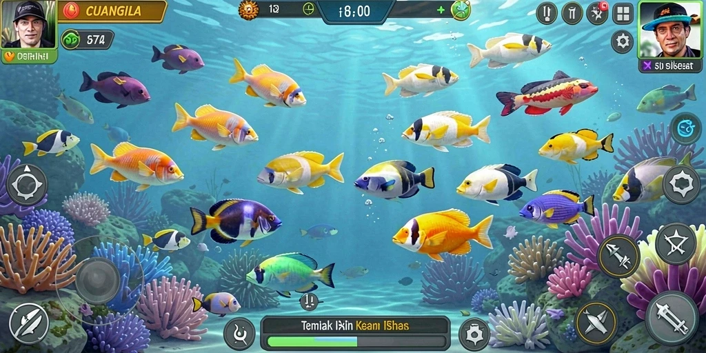 Screenshot CUANGILA menampilkan aksi menembak ikan yang seru.