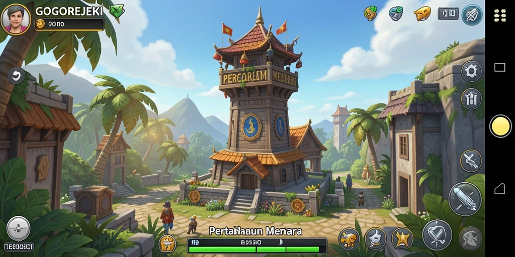 Tampilan gameplay menara pertahanan yang menegangkan di GOGOREJEKI.
