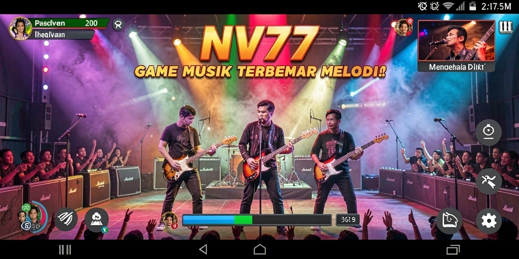 Tampilan gameplay NV77 yang menampilkan keseruan bermain musik.