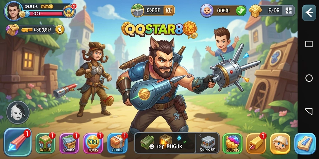 Tampilan gameplay seru di QQSTAR88 dengan karakter yang berkembang.